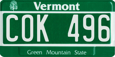VT license plate COK496