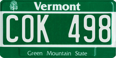 VT license plate COK498