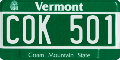 VT license plate COK501