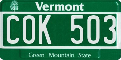 VT license plate COK503