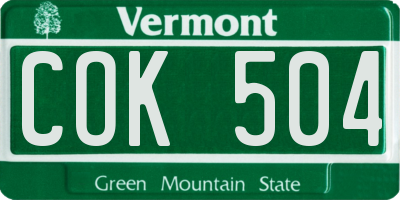 VT license plate COK504