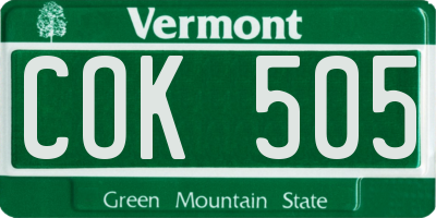 VT license plate COK505