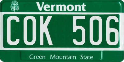 VT license plate COK506