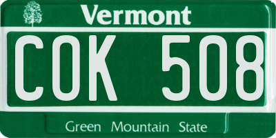 VT license plate COK508