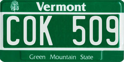VT license plate COK509