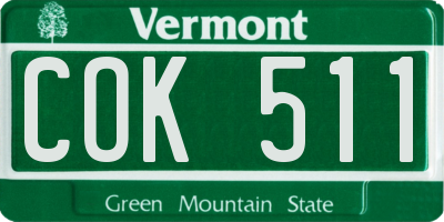 VT license plate COK511