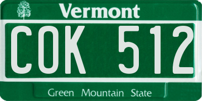 VT license plate COK512