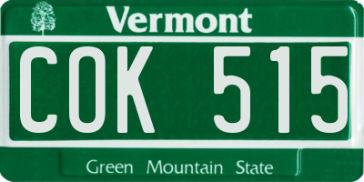 VT license plate COK515
