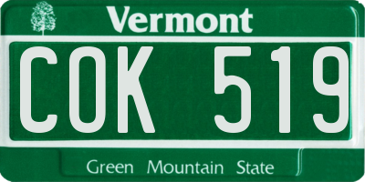 VT license plate COK519