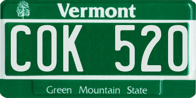 VT license plate COK520