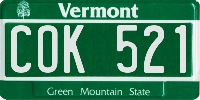 VT license plate COK521