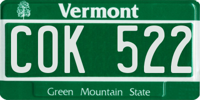 VT license plate COK522