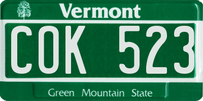 VT license plate COK523