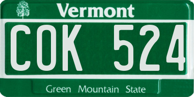 VT license plate COK524