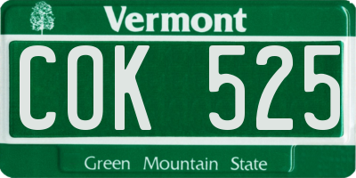 VT license plate COK525