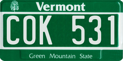 VT license plate COK531