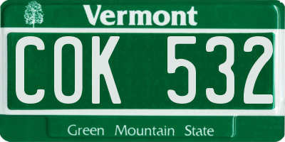 VT license plate COK532