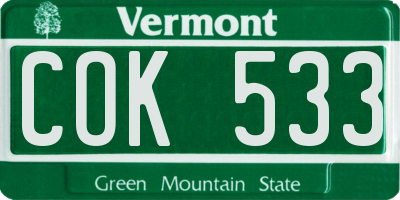 VT license plate COK533