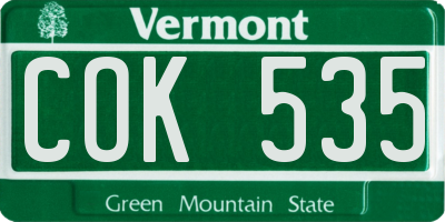 VT license plate COK535