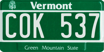 VT license plate COK537