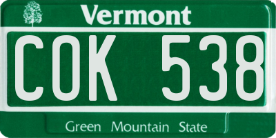 VT license plate COK538