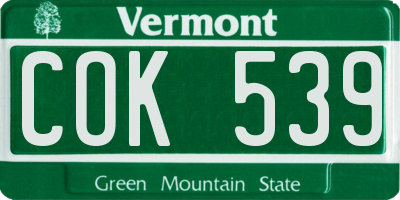 VT license plate COK539
