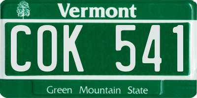 VT license plate COK541