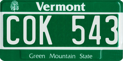VT license plate COK543