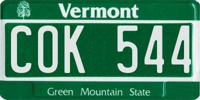 VT license plate COK544