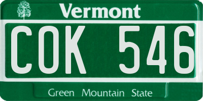 VT license plate COK546