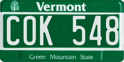 VT license plate COK548