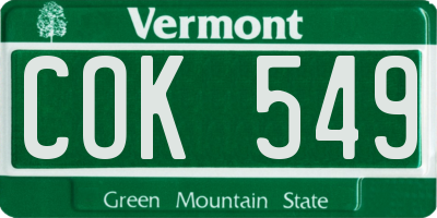VT license plate COK549