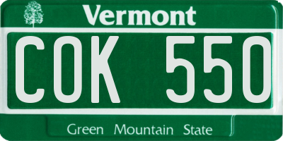 VT license plate COK550