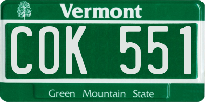 VT license plate COK551