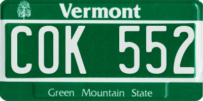 VT license plate COK552