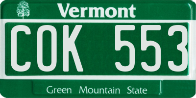 VT license plate COK553