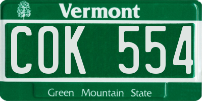 VT license plate COK554