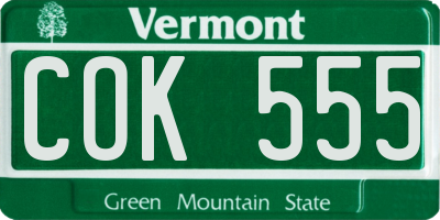 VT license plate COK555