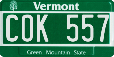 VT license plate COK557