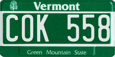 VT license plate COK558