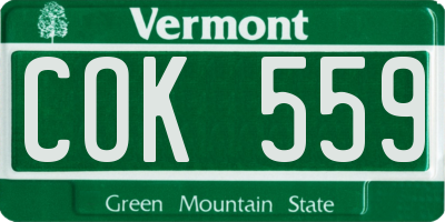VT license plate COK559