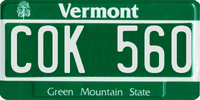 VT license plate COK560