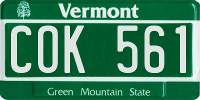 VT license plate COK561