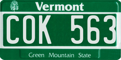 VT license plate COK563