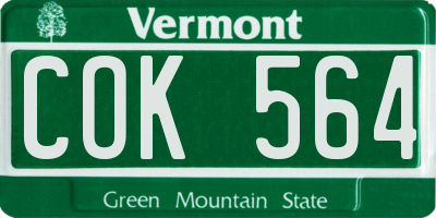 VT license plate COK564
