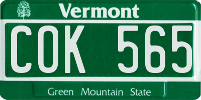 VT license plate COK565