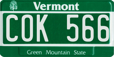 VT license plate COK566