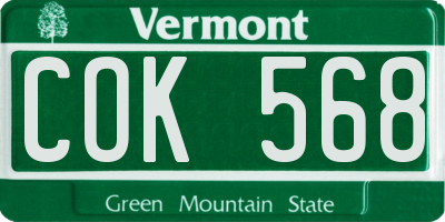 VT license plate COK568