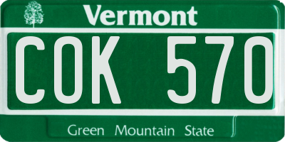 VT license plate COK570