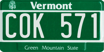 VT license plate COK571